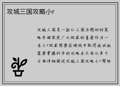 攻城三国攻略小r